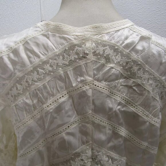 NEW LOVESHACKFANCY Womens Tandra Romantic V-Neck Blouse Size 4 Antique White - Picture 12 of 13